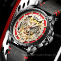 Men's Watch BIDEN 0194 Luxury Cool Automatic Mechanical Watches Brown Skeleton Steampunk Punk Male Clock relogio masculino